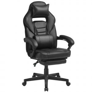Silla oficina ergonómica, reposapiés extensible, negro tinta