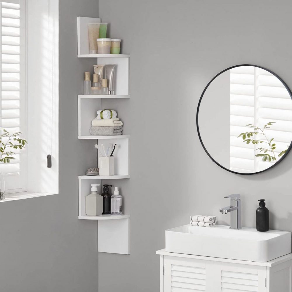 Estantería de esquina, 5 niveles, práctica y elegante, blanco - Imagen 2