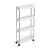 Carro de 4 estantes estrecho con ruedas, blanco