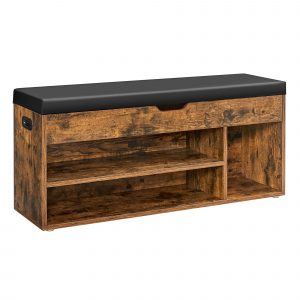 Banco zapatero con asiento acolchado, marrón