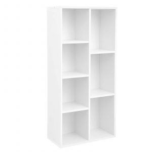 Estantería 7 compartimentos, salón, oficina, blanco