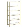 Estantería cristal 6 niveles, librería y expositor, fácil montaje, dorado