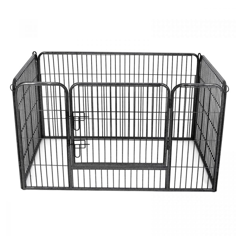 Jaula para perros de metal con una puerta, 122x80x70 cm, gris - Imagen 3