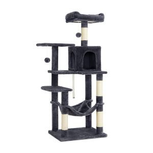 Árbol para gatos de 143 cm, rascadores, plataformas, hamaca, gris antracita
