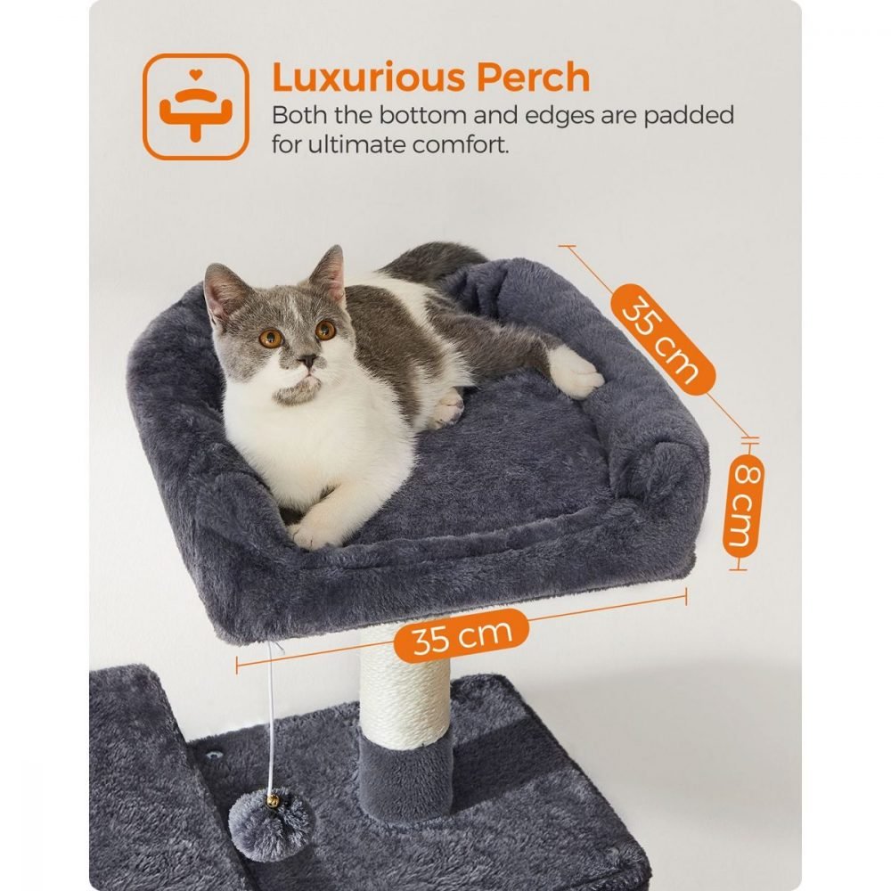 Árbol para gatos de 143 cm, rascadores, plataformas, hamaca, gris antracita - Imagen 5