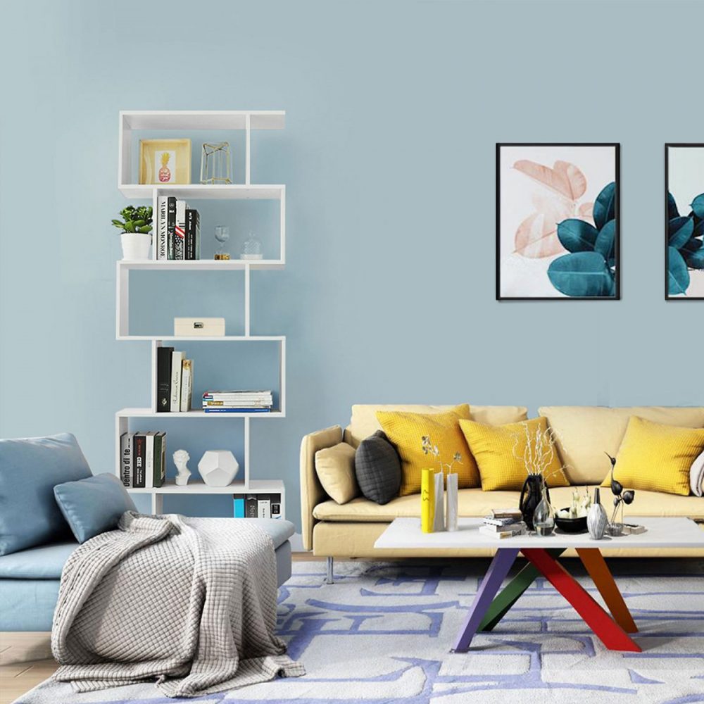 Estantería de madera de 6 niveles, blanco - Imagen 2