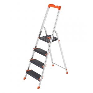 Escalera plegable de aluminio con bandeja de herramientas