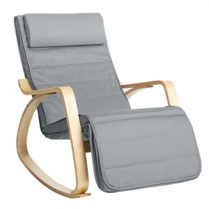 Mecedora acolchada ajustable con reposapiés, gris claro