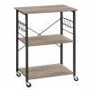 Carrito de servicio con ruedas, estantería de cocina de 3 niveles, gris