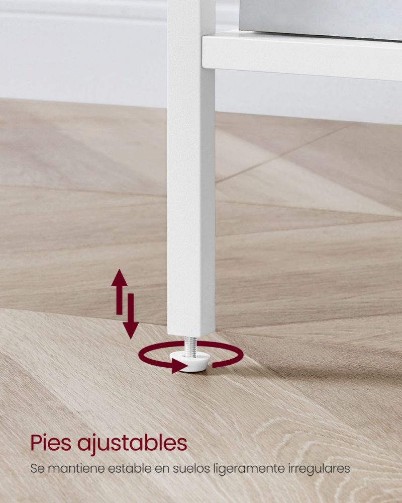 Mesita de noche con cajón y 2 estantes, blanco - Imagen 7