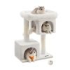Árbol rascador para gatos con columnas de sisal, 2 viviendas, blanco crema