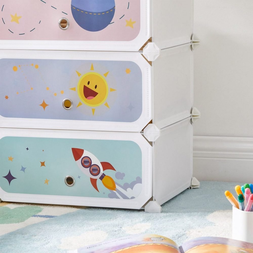 Estantería modular infantil de 6 cubos con puertas, blanco - Imagen 4