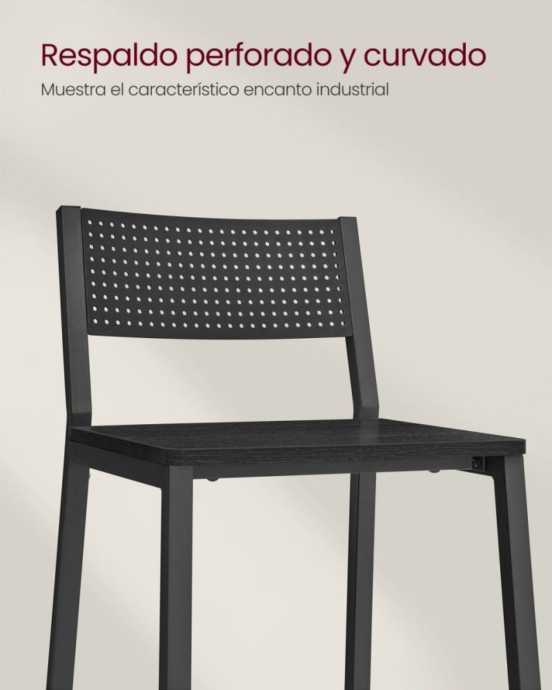 Juego 2 taburetes bar altos, cocina, comedor, gris antracita - Imagen 7