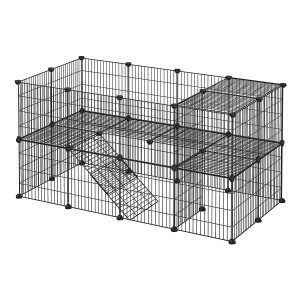 Valla pequeños animales ajustable, malla metálica, negro