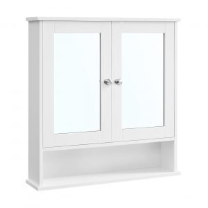 Armario de baño con espejo de pared, 2 puertas, balda ajustable