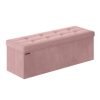 Banco almacenaje terciopelo, taburete reposapiés, rosa caramelo