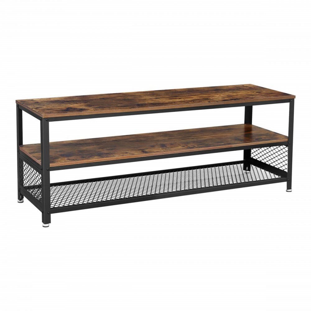 Mueble para tv hasta 60 pulgadas, 2 estantes inferiores, marrón