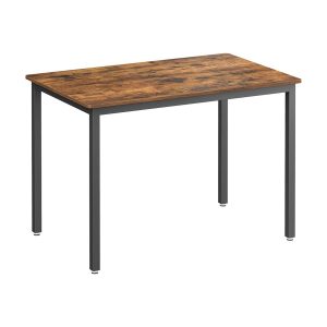 Mesa de comedor industrial para 4 personas, marrón y negro