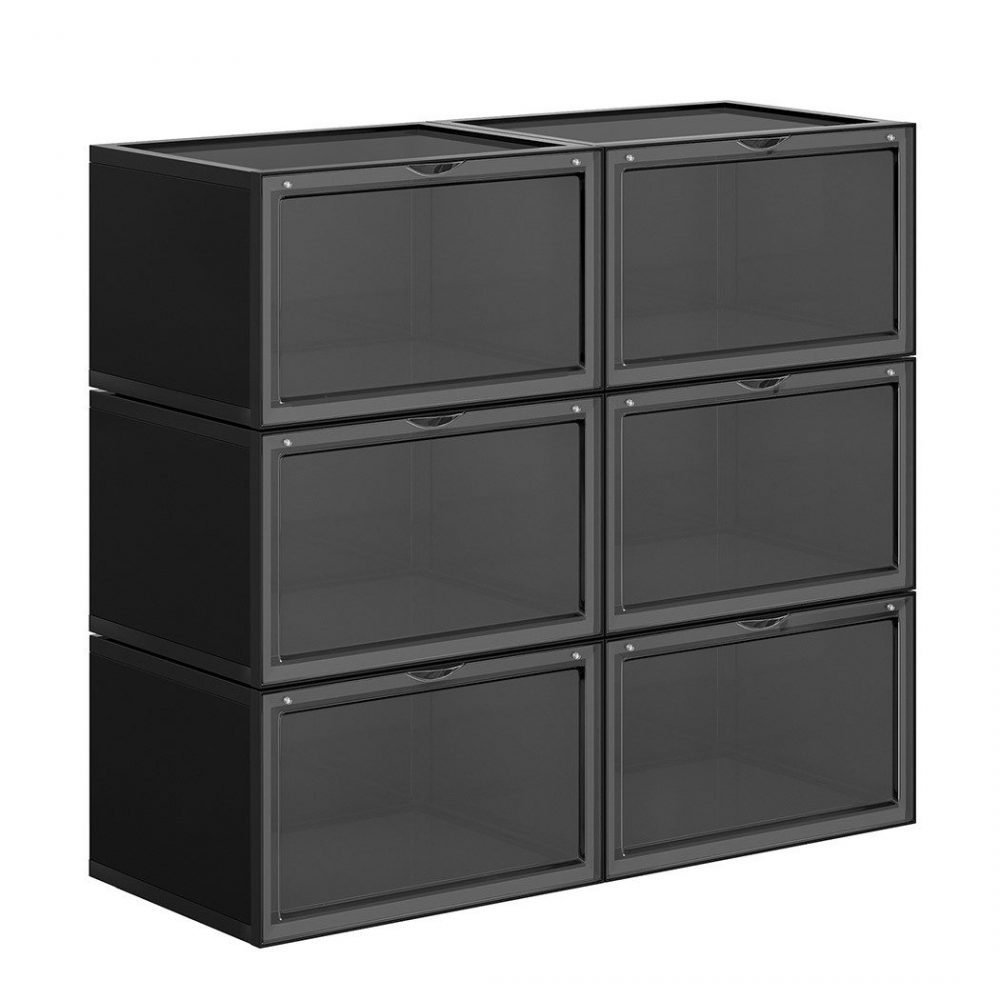 Pack 6 cajas apilables zapatos talla 45, negro - Imagen 7