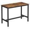 Mesa alta de bar vintage, estructura de hierro, aspecto madera