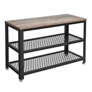 Banco zapatero con asiento y 3 niveles, estantería para zapatos, greige