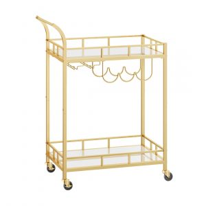 Carro de bebidas con portavasos, ideal para cocina o comedor, dorado