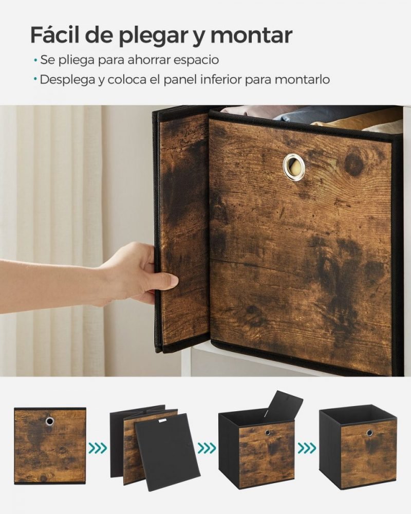 Set de 6 cajas plegables 33x33x33 cm, marrón - Imagen 6