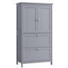 Armario de baño con 2 cajones y 2 puertas, estante ajustable, gris paloma