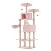 Árbol para gatos xxl de 206 cm, 13 postes, 2 plataformas, cuevas, hamaca, rosa jalea