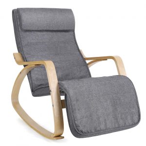 Sillón mecedora relax con reposapiernas ajustable, gris oscuro