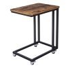 Mesa auxiliar con ruedas estilo retro, marrón rústico