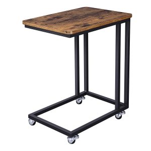 Mesa auxiliar con ruedas estilo retro, marrón rústico