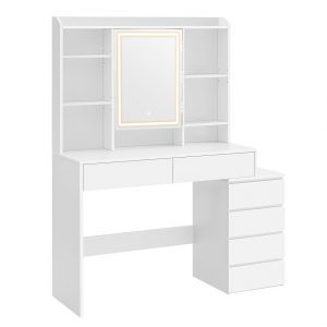 Tocador moderno con luces led ajustables, blanco nube