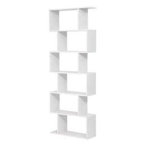 Estantería de madera de 6 niveles, blanco
