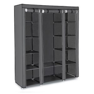 Armario plegable de tela 175x150x45 cm, organizador portátil, gris