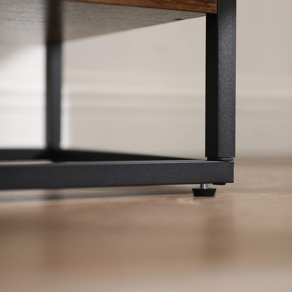 Mesa consola con cristal y compartimentos, marrón rústico - Imagen 6