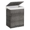 Cesto de ropa sucia tejido a mano 90l, ratán sintético, gris
