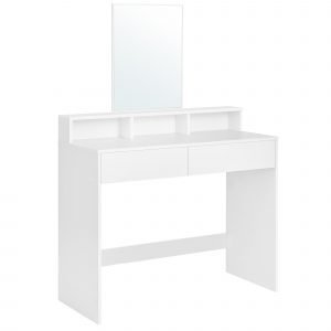 Tocador moderno blanco brillante con espejo, 40x100x140 cm