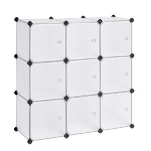 Estantería modular de 9 cubos de plástico con puertas