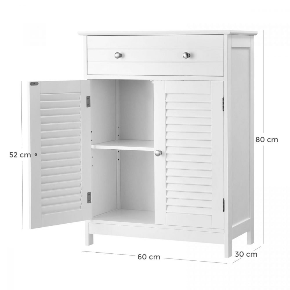 Armario de baño blanco estilo escandinavo con 2 puertas y cajón - Imagen 2