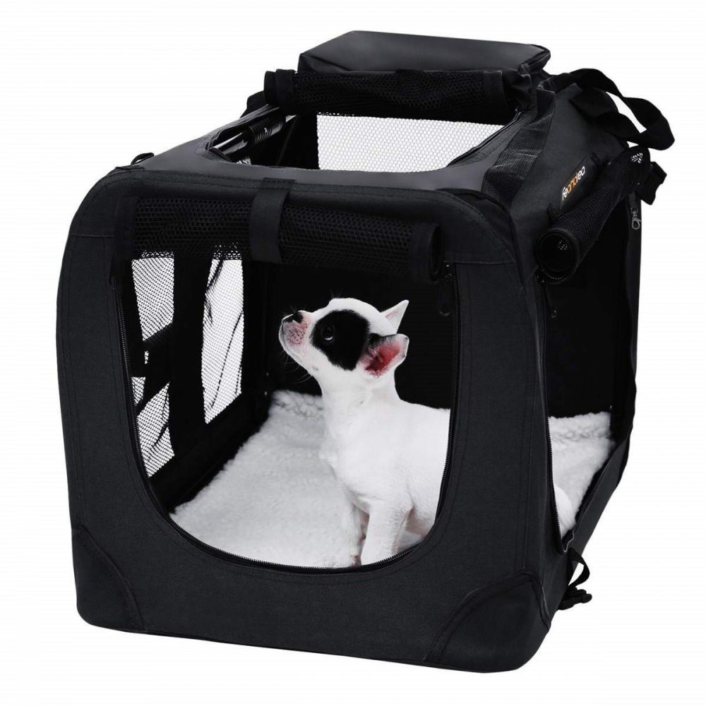 Transportín plegable perros medianos, 60x40x40 cm, negro - Imagen 2