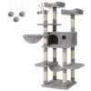 Árbol para gatos de 164 cm, incluye perchas, cueva, hamaca, gris claro