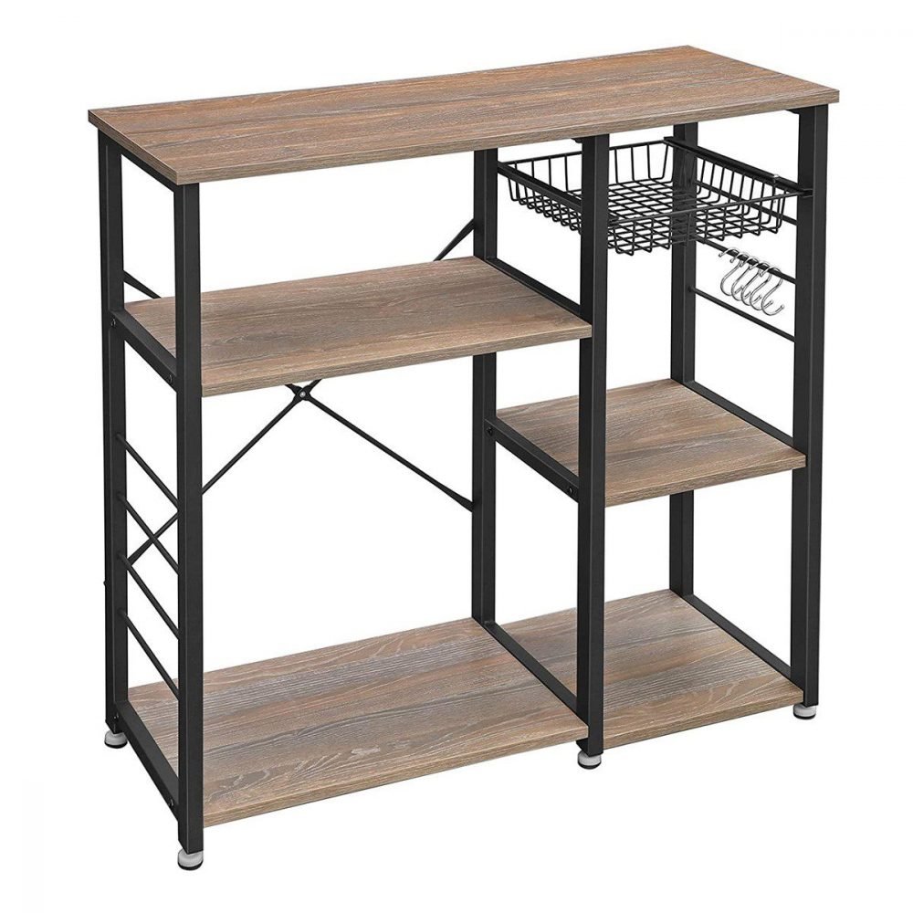 Estantería de cocina vintage metálica con rejilla de hierro, gris sablé