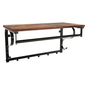 Perchero de pared con estante y ganchos, estilo rústico, 60 cm