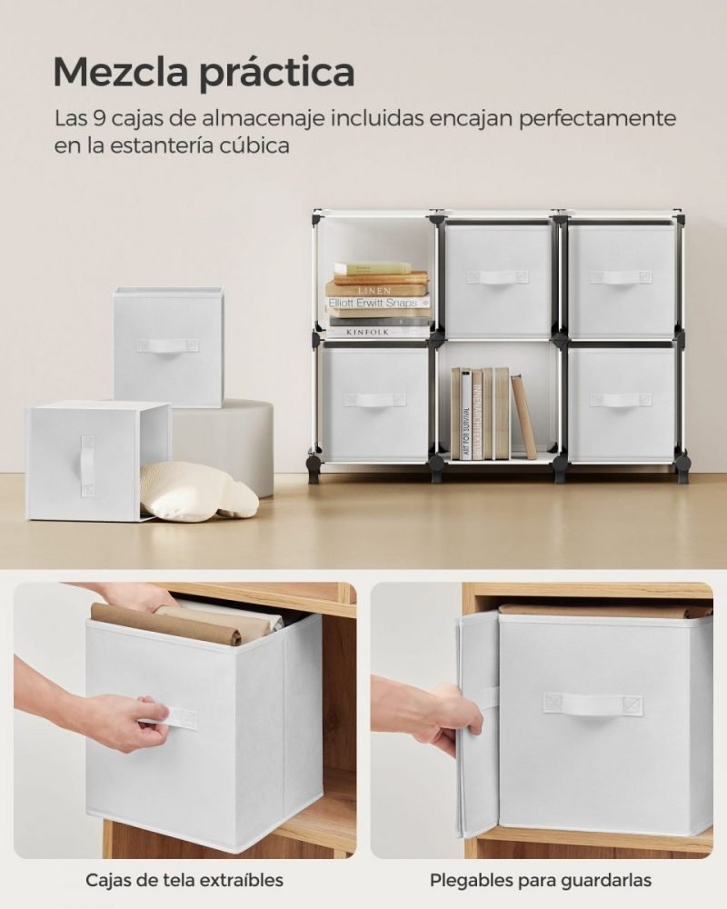 Estantería modular de 9 compartimentos en blanco nube - Imagen 6