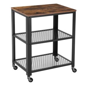 Carrito de servicio vintage, 3 niveles, estantería metálica