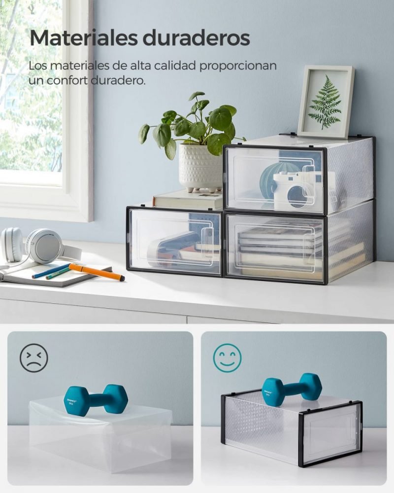 Pack de 18 cajas de zapatos plegables y apilables, negro - Imagen 4