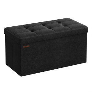Baúl taburete plegable de almacenaje, 76x38x38 cm, negro