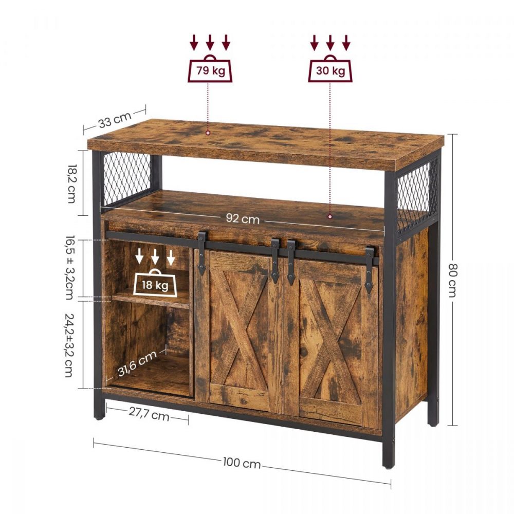 Armario cocina rústico, puertas correderas, diseño madera, marrón rústico - Imagen 8