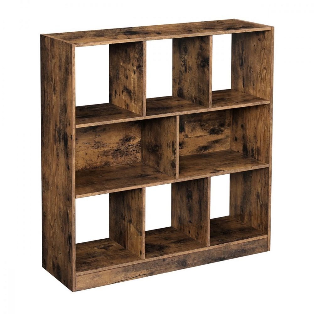 Estantería madera, cubos y estantes, marrón - Imagen 2